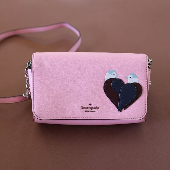 Unique Kate Spade Love Birds Neon Peony Small Flap Crossbody Bag - Picture 5 of 10